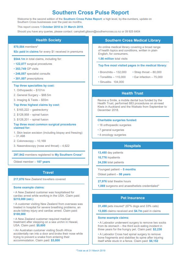 A screenshot of the Southern Cross Pulse Report