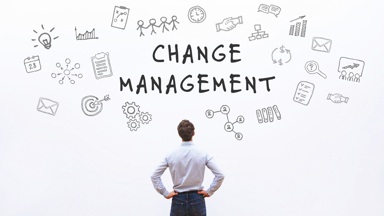 Southern Cross - Managing stress from change A man looks at a change management board