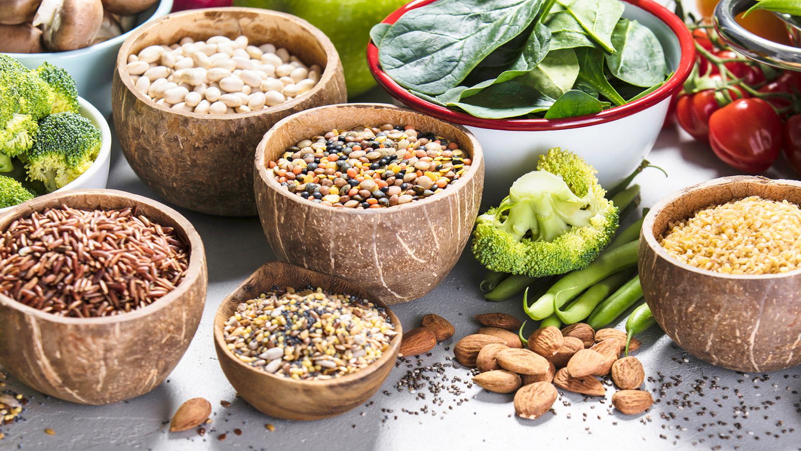 Baskets of seeds and rice